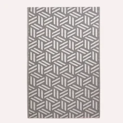 Tapis d'extérieur réversible rectangulaire - luna - gris- 120 x 180 cm - HOMESCAPES