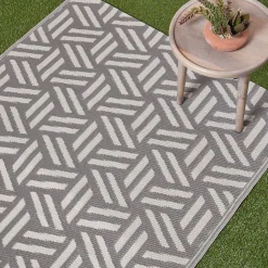 Tapis d'extérieur réversible rectangulaire - luna - gris- 120 x 180 cm - HOMESCAPES