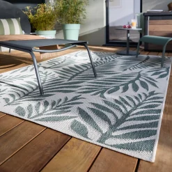 Tapis d'extérieur Tio feuilles vert l.150 x L.200 cm
