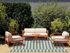 Tapis d'extérieur Tio rayé vert l.150 x L.200 cm