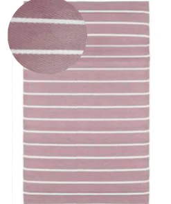 Tapis d'extérieur tissé à rayures rose et blanc L.170 x l.120 Dylrev
