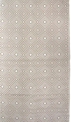 Tapis d'extérieur tissé imprimé losanges taupe L.170 x l.120cm Dylrev