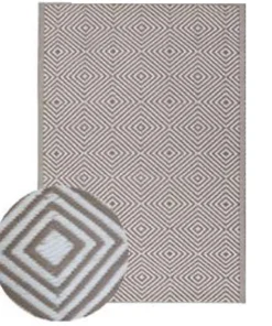 Tapis d'extérieur tissé imprimé losanges taupe L.230 x l.160 Dylrev