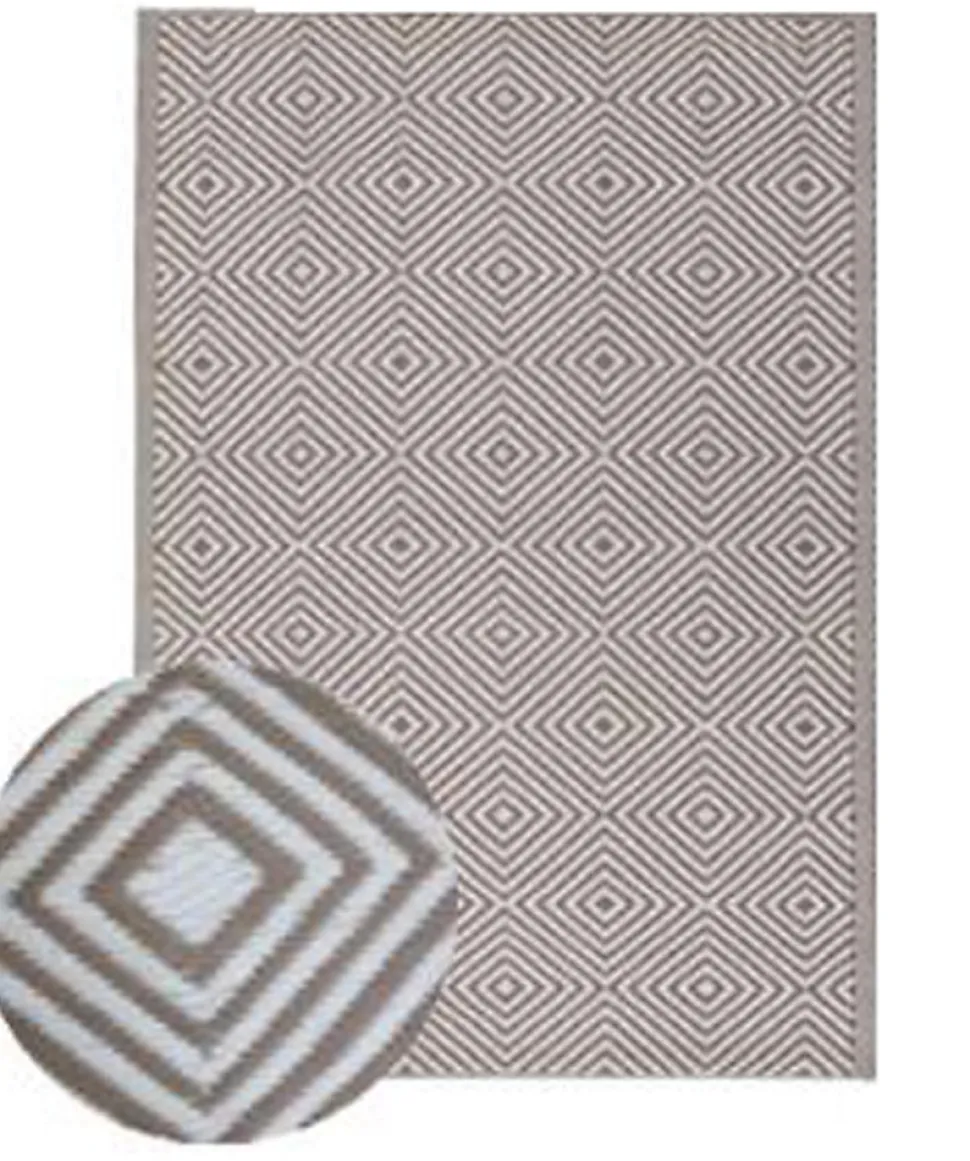 Tapis d'extérieur tissé imprimé losanges taupe L.230 x l.160 Dylrev