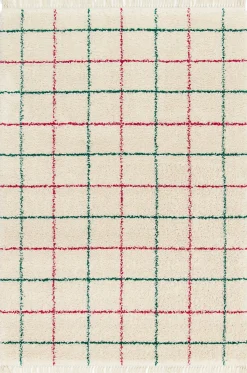 Tapis d’intérieur décoratif motifs quadrillé rose et vert 230x160 cm Balta
