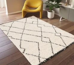 Tapis d’intérieur décoratif style berbère noir et blanc 230x160 cm Balta