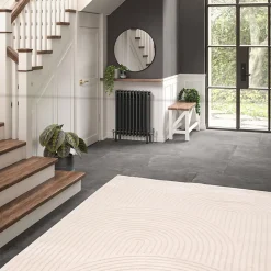 Tapis effet 3D arche Wapiti GoodHome poils longs L.120 x L.170cm blanc