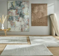 Tapis effet 3D arche Wapiti GoodHome poils longs L.120 x L.170cm blanc