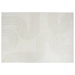 Tapis effet laine Anoai blanc 200x150cm- Blanc ondulé- Atmosphera