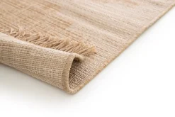 Tapis effet tissé Boyoz GoodHome tissage à plat L.120 x L.170cm naturel et blanc