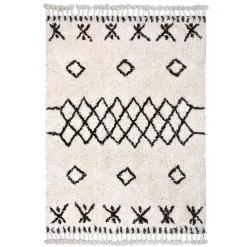 Tapis en coton tufté berbère Leia blanc et gris L.230 x l.160cm Deko&co
