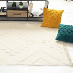Tapis en coton tufté Inca ivoire 120x170 cm - Atmosphera