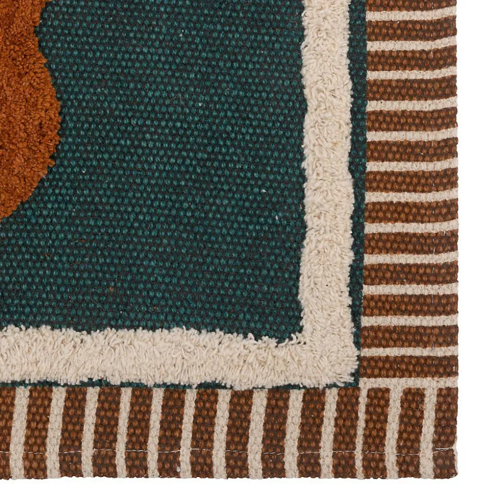 Tapis en coton Vintage 60x90cm bleu canard - Atmosphera