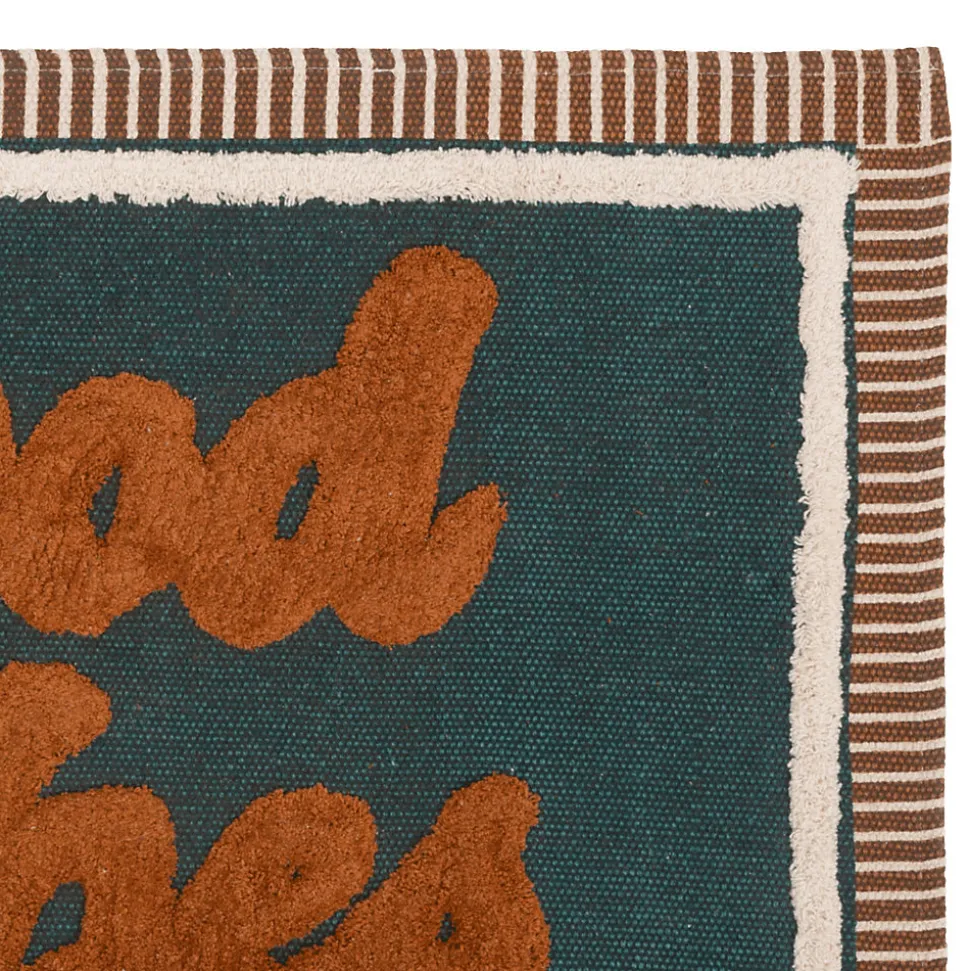 Tapis en coton Vintage 60x90cm bleu canard - Atmosphera