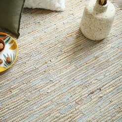 Tapis en matière recyclée - Japandi - Couleurs nudes - 120 x 170 cm