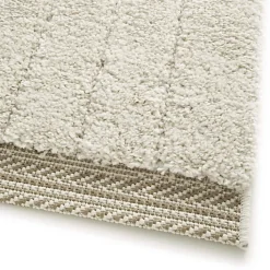 Tapis en relief géométrique - Andréa - Ecru et beige - 80 x 150 cm
