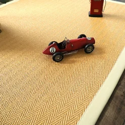 Tapis en sisal naturel - Veracruz chevron - Miel et écru - 200 x 200 cm