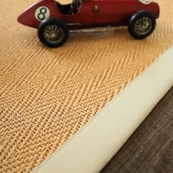 Tapis en sisal naturel - Veracruz chevron - Miel et écru - 200 x 200 cm