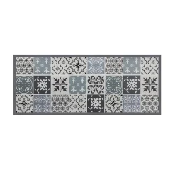 Tapis en vinyle effet carreaux de ciment noir et blanc 66 x 160 cm