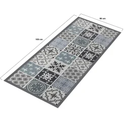 Tapis en vinyle effet carreaux de ciment noir et blanc 66 x 160 cm