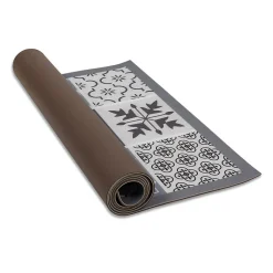 Tapis en vinyle effet carreaux de ciment noir et blanc 66 x 160 cm
