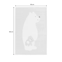 Tapis enfant beige / crème 80 x 150cm. tapis intérieur oursons. poils ras
