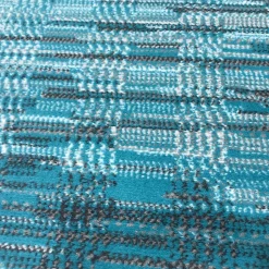Tapis entrée tissé motif géométrique LYN1 GEOFLOU, bleu, blanc