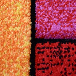 Tapis entrée tissé motif géométrique LYN8 GEOME, Multicolore, rouge, beige, vert