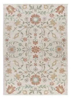 Tapis extérieur ATTICGO beige / multicolore rectangulaire motifs floraux 120x170 cm SAMARA