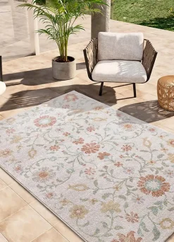Tapis extérieur ATTICGO beige / multicolore rectangulaire motifs floraux 160x230 cm SAMARA