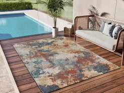 Tapis extérieur ATTICGO multicolore rectangulaire vintage 80x150 cm LUNA