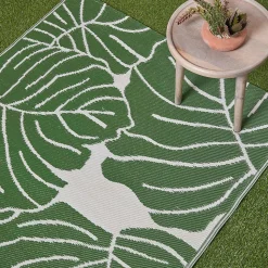 Tapis extérieur terrasse réversible - Tapis de jardin imperméable et résistant UV - Ada - Vert- 180x270 cm - HOMESCAPES