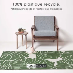 Tapis extérieur terrasse réversible - Tapis de jardin imperméable et résistant UV - Ada - Vert- 180x270 cm - HOMESCAPES
