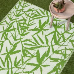 Tapis extérieur terrasse réversible - Tapis de jardin imperméable et résistant UV - Zena - Vert - 180x270 cm - HOMESCAPES