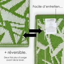 Tapis extérieur terrasse réversible - Tapis de jardin imperméable et résistant UV - Zena - Vert - 180x270 cm - HOMESCAPES