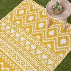 Tapis extérieur terrasse réversible - Tapis de jardin imperméable et résistant UV - Anna - Jaune - 120x180 cm - HOMESCAPES
