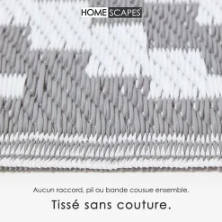 Tapis extérieur terrasse réversible - Tapis de jardin imperméable et résistant UV - Zoe - Gris - 180x270 cm - HOMESCAPES