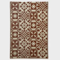 Tapis extérieur terrasse réversible - Tapis de jardin imperméable et résistant UV - Marron - 182x122 cm - HOMESCAPES