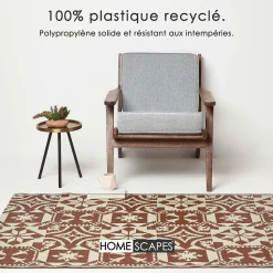 Tapis extérieur terrasse réversible - Tapis de jardin imperméable et résistant UV - Marron - 182x122 cm - HOMESCAPES
