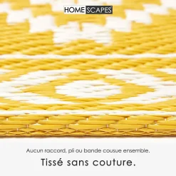 Tapis extérieur terrasse réversible - Tapis de jardin imperméable et résistant UV - Anna - Jaune - 75x200 cm - HOMESCAPES