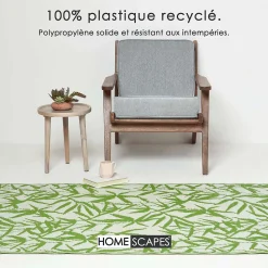 Tapis extérieur terrasse réversible - Tapis de jardin imperméable et résistant UV - Zena - Vert - 150x240 cm - HOMESCAPES