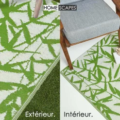 Tapis extérieur terrasse réversible - Tapis de jardin imperméable et résistant UV - Zena - Vert - 150x240 cm - HOMESCAPES