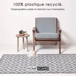 Tapis extérieur terrasse réversible - Tapis de jardin imperméable et résistant UV - Zoe - Gris - 150x240 cm - HOMESCAPES
