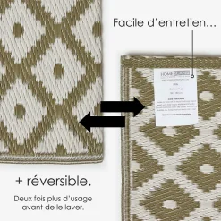 Tapis extérieur terrasse réversible - Tapis de jardin imperméable et résistant UV - May - Gris - 150x240 cm - HOMESCAPES