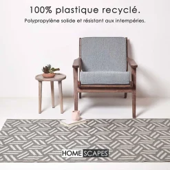 Tapis extérieur terrasse réversible - Tapis de jardin imperméable et résistant UV - Luna - Gris- 150x240 cm - HOMESCAPES