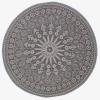 Tapis extérieur terrasse réversible rond - Tapis de jardin imperméable et résistant UV - Mandala - Gris - 170 cm - HOMESCAPES