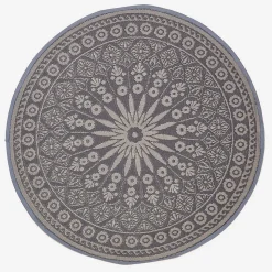 Tapis extérieur terrasse réversible rond - Tapis de jardin imperméable et résistant UV - Mandala - Gris - 170 cm - HOMESCAPES