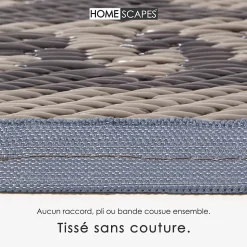 Tapis extérieur terrasse réversible rond - Tapis de jardin imperméable et résistant UV - Mandala - Gris - 170 cm - HOMESCAPES