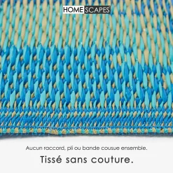 Tapis extérieur terrasse réversible - Tapis de jardin imperméable et résistant UV - Amber - Bleu - 120x180 cm - HOMESCAPES