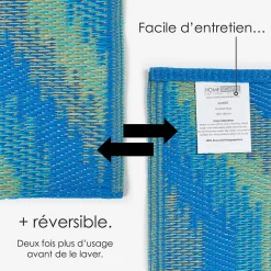 Tapis extérieur terrasse réversible - Tapis de jardin imperméable et résistant UV - Amber - Bleu - 120x180 cm - HOMESCAPES